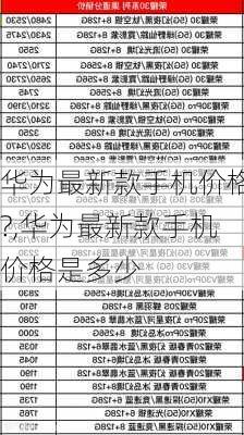 华为最新手机报价大全